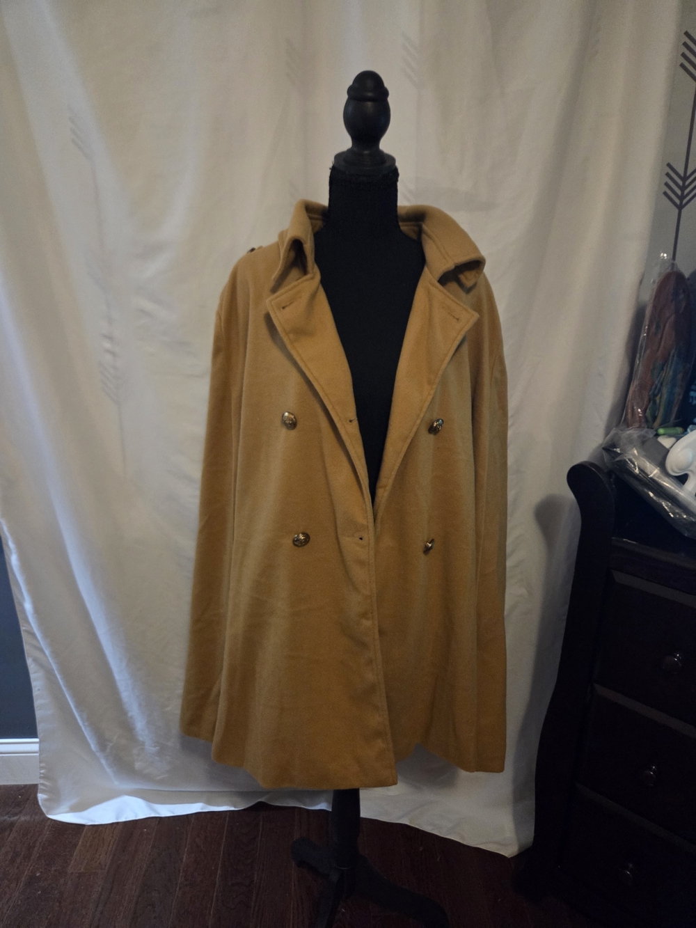 Women's Double-Breasted Camel Pea Coat